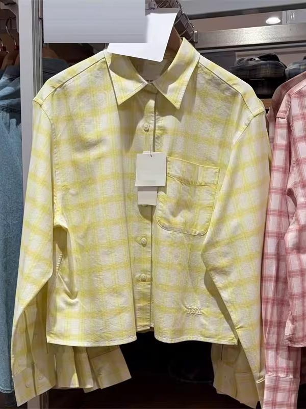 Japanese single cooperation/women's Oxford spinning box shirt/plaid long-sleeved plaid shirt 181919 181918