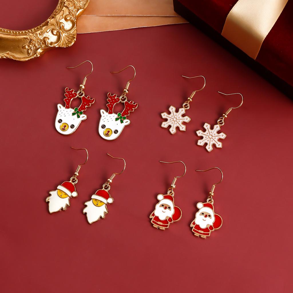 European and American Christmas earrings, new Santa Claus Elk snowflake earrings Christmas gifts