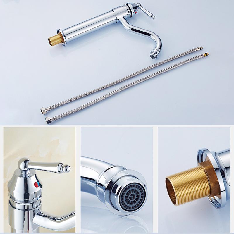 Bathroom Tall Basin Sink Faucet 360 Degree Turn Sink Hot and Cold Bath Sink Vessel Faucets Water Mixer Crane EL5002