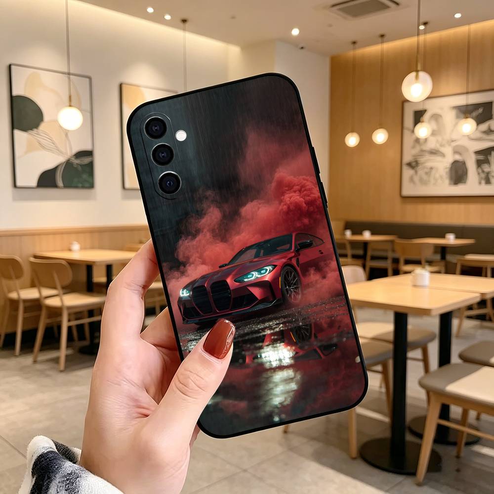 Cool Sports Blue-white Red Car-M4 CAR Phone Case For Samsung Galaxy A73,A72,A71,A70,A53,A52,A51,Soft Silicone Black Cover