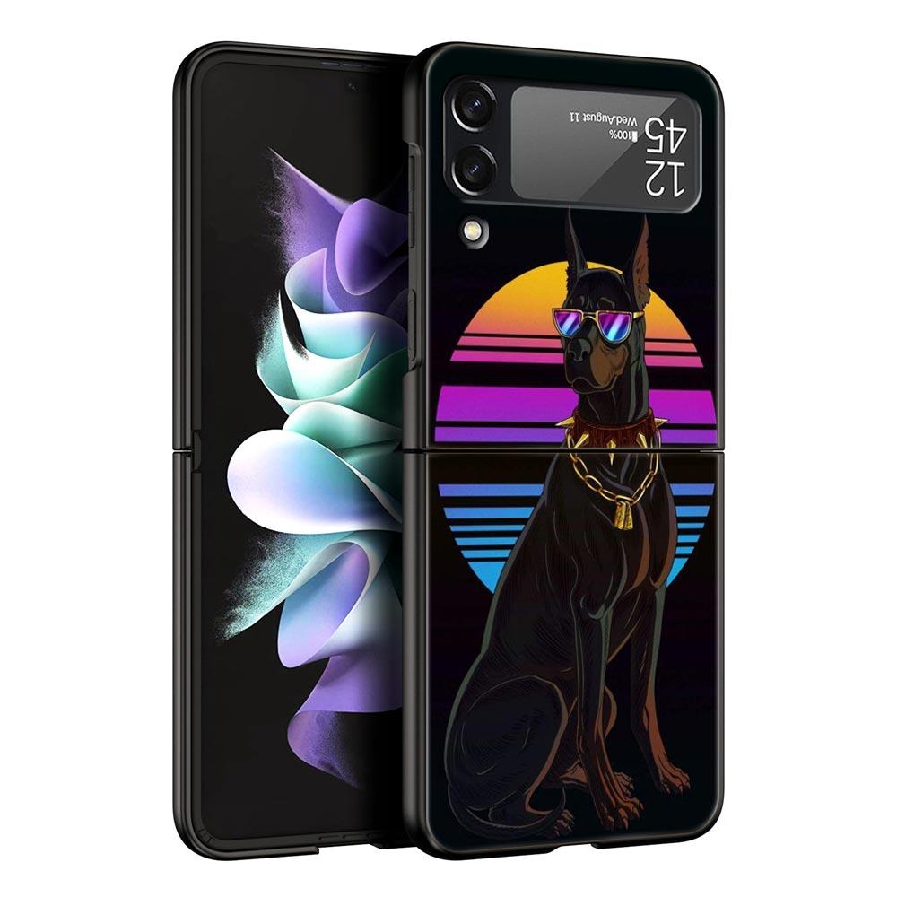Doberman Dog Hard PC Phone Case For Samsung Galaxy Z Flip 7 6 5 4 Black Cover For Galaxy Z Flip 3 Foldable Fundas Shell Capa Bag