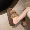 Fairy wind thick bottom fluffy drag girl wearing ins trendy small fragrant wind 2025 new autumn and winter French lazy cotton slippers