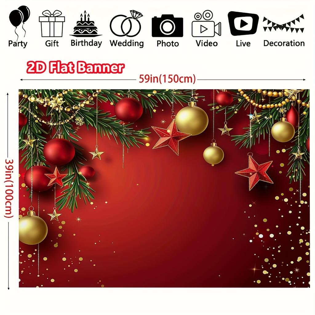 Christmas 2D flat banner set of 1 New Year party themed photography background cloth