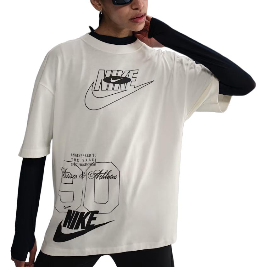 Nike Letter Print Loose Short Sleeve T-Shirt Women Tops Sail-White HJ0521-010