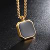 Stainless Steel Square Black Natural Stone Necklace Beautiful Geometric Polygon Pendant for Women Casual Punk Jewelry Gifts