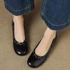 Mode svarta rundnos platt-sula enkla skor dam nya höst mångsidiga lågklackade mjuk-sula djup urringning damskor