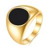 VQYSKO Men's Ring Punk Rock Smooth 316L Stainless Steel Signet Ring For Men Hip Hop Party Jewelry Male Wedding Anel