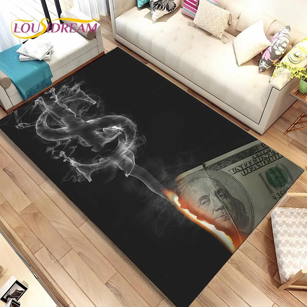 אשליה תלת מימדית דולר אירו כסף דפוס שטח שטיח, שטיח שטיח לבית סלון חדר שינה ספה דקור שטיח לדלת, מחצלת רצפה מונעת החלקה