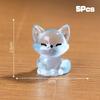 5Pcs Creative Cute Luminous Fox Animal Ornament Cartoon Mini Room Ornament Accessories Kawaii Desktop Resin Ornament Gifts