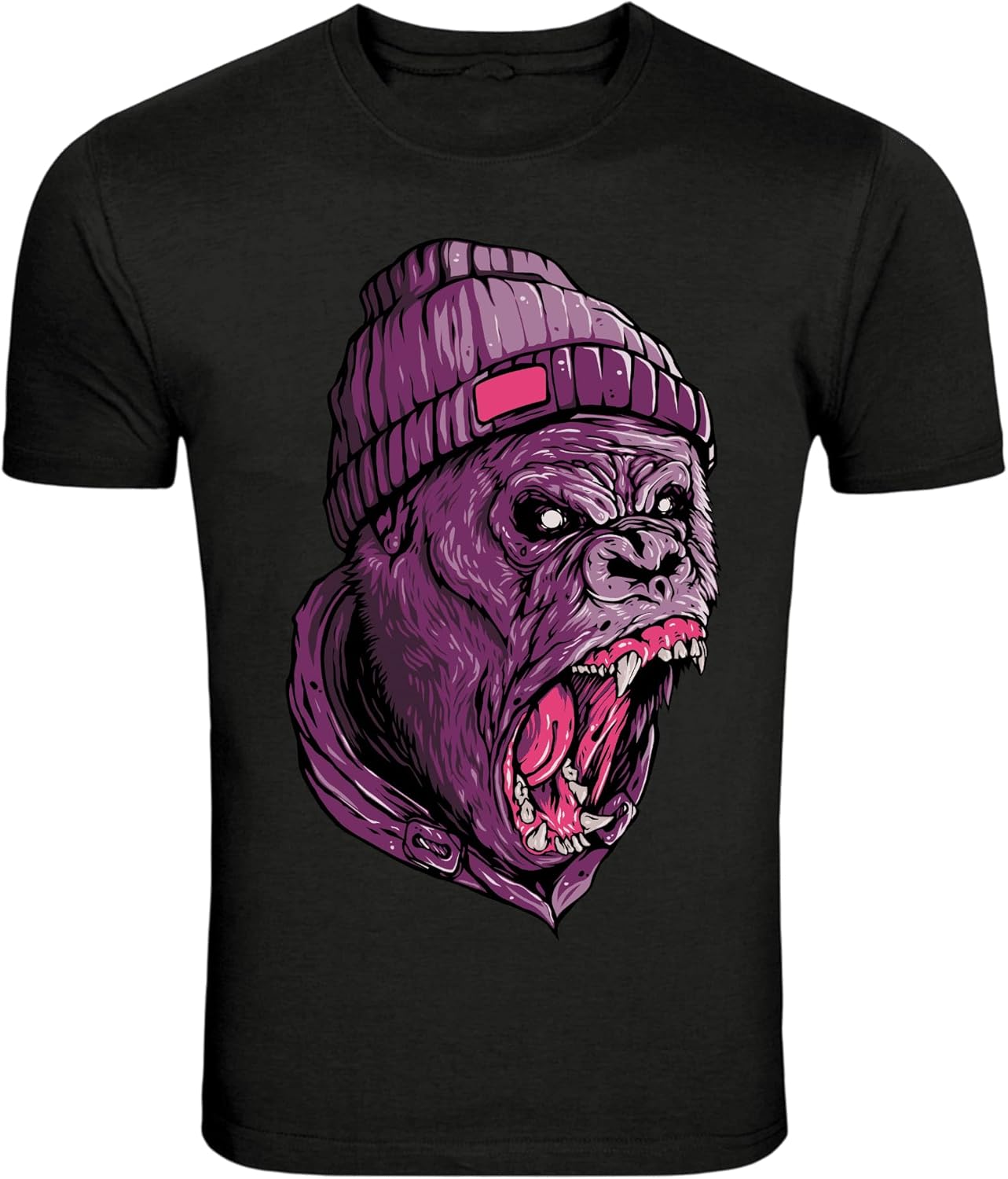 Purple Gorilla with Beanie Angry Ape Graphic T-Shirt S разноцветный