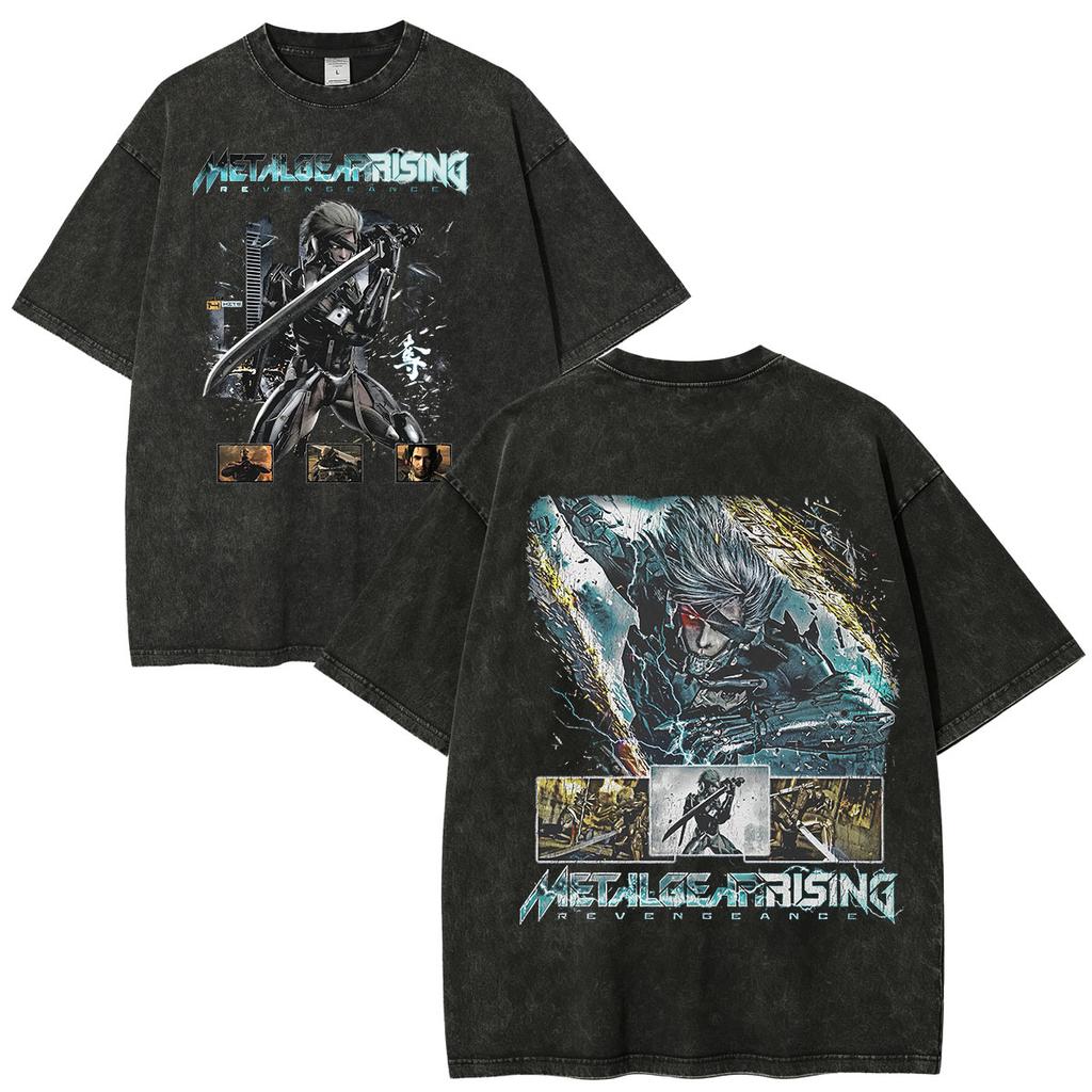 GAME Metal Gear Solid 5 The Phantom Pain Venom Snake Vintage Washed T-shirts Men Women Oversized Short Sleeve T Shirt Streetwear High Quality Tops