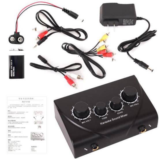 Microphone Amplifier Professional Dual Mic Input Mini Household Computer Phone Karaoke Echo Mixer