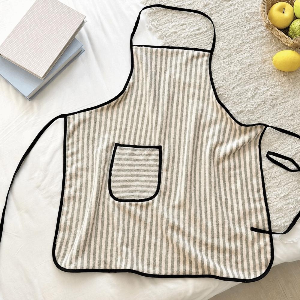 Adjustable Stripe Apron Fashion Kitchen Cafe Baking Apron Simple Korean Style Apron  Milk Tea Shop серый