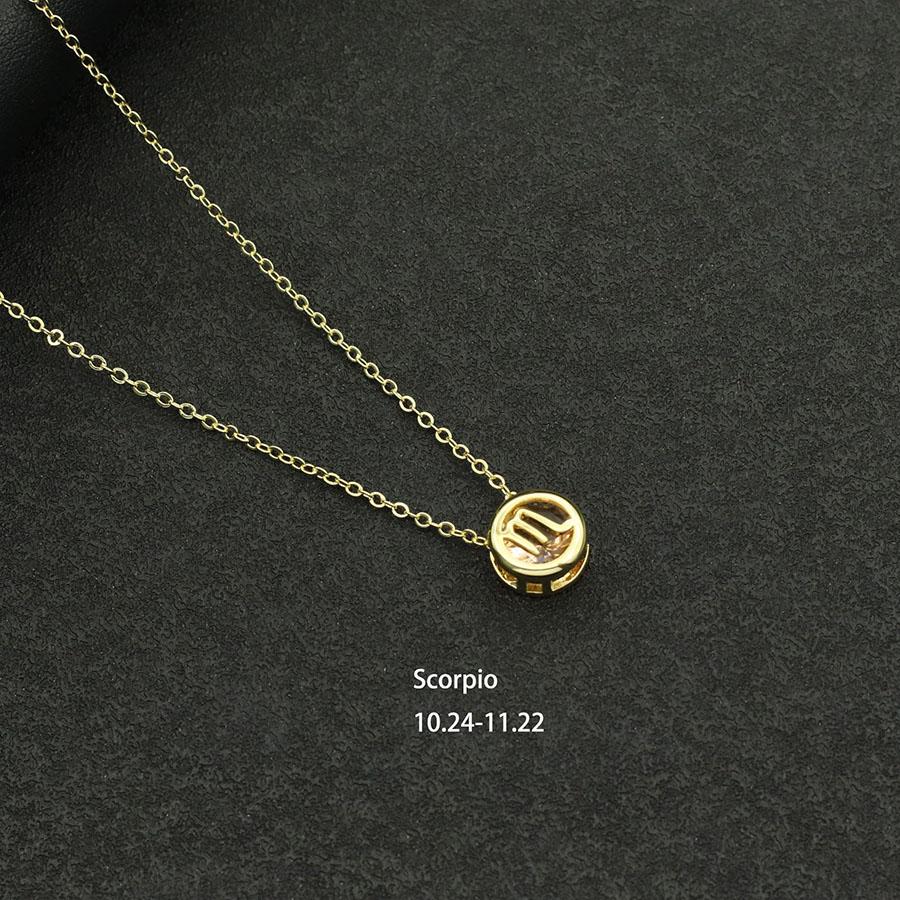 New Women 12 Constellation Necklace Luxury Gold Color Zirconia Choker Collar Anniversay Gifts For Girlfriend Pendant Colar