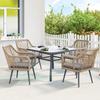 Set aus 2 Gartenstühlen mit Kissen und Armlehnen, aus Stahl und PE-Rattan, 54x65x80 cm, Dunkelgrau