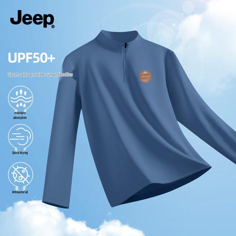 JEEP Men s UPF50+ Quick-Dry Half-Zip Long Sleeve T-Shirt 3XL