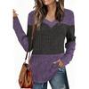 Women's V-neck Long-sleeved Patchwork Fitted Top T-shirt