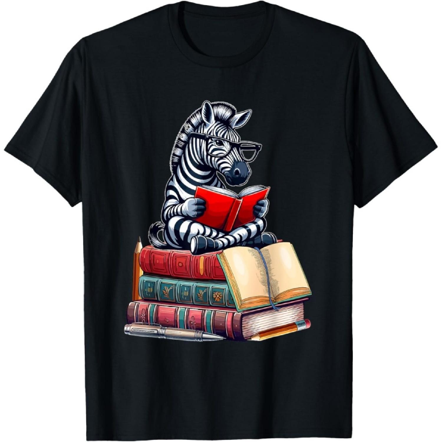 

Zebra Reading Books Matching Bookworm Readers Librarian T-Shirt XXXXXL чорний