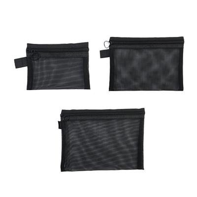 3pcs/set Transparent Mesh Zipper Cosmetic Bag Women Necessary Organizer Fashion Small Large Black Toiletry Makeup Pouch Case