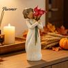 Flower Bouquet Resin Art Girl Holding Figurine, Faceless Lady Statue, Romantic Desktop Ornament for Small Statue Entryway Table Living Room