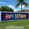 Happy Birthday Party Banner, Multicolor Text Design, Polyester Outdoor Indoor All-Season Yard Fence Home Decoration