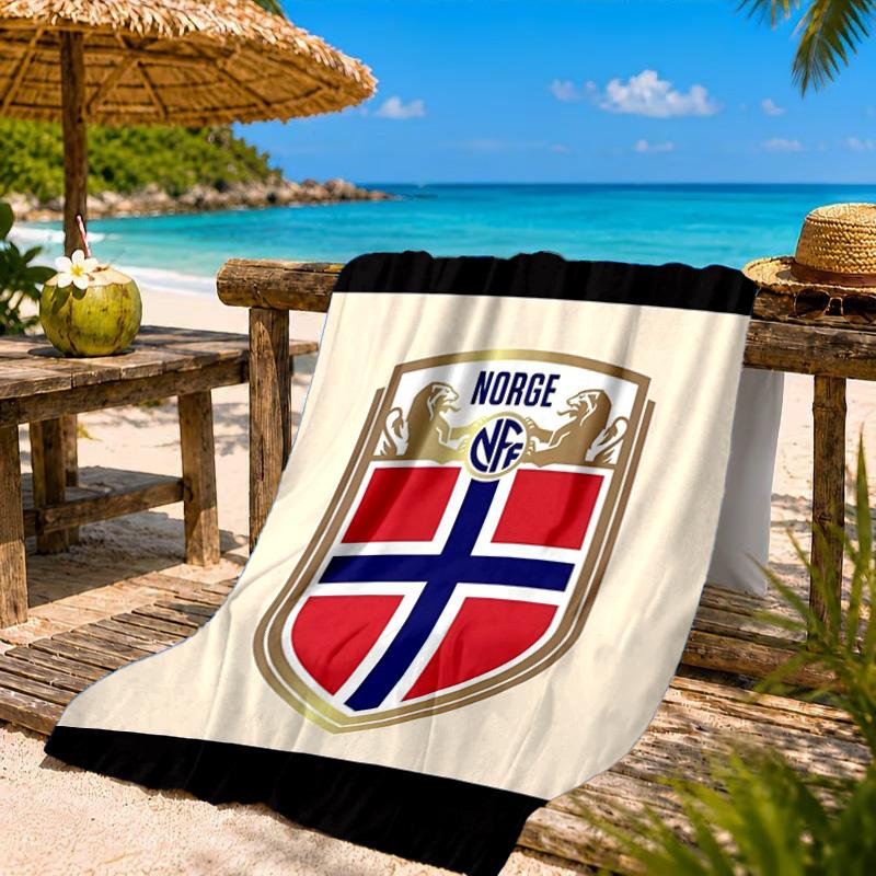 Norwegisches Fußballwappen Strandtuch, Schnelltrocknend, Pflegeleicht, Geeignet für Fitness und Strandurlaub, Sport-Essential