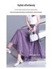 Purple Sequined A-Line Half-Skirt: Fashionable, Slimming, Versatile, with a Large Hem for a Loose Fit.