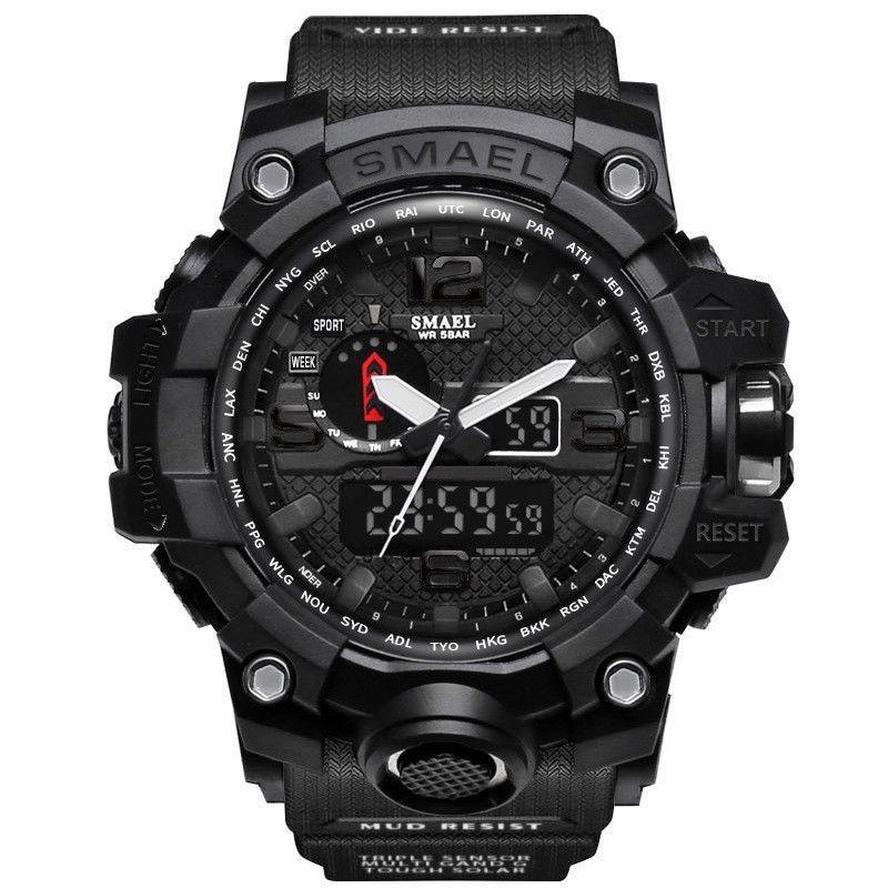 Robuste Smael Herren Militäruhr Leuchtend Alarm Sport Armbanduhr Langlebig 50m Wasserdicht