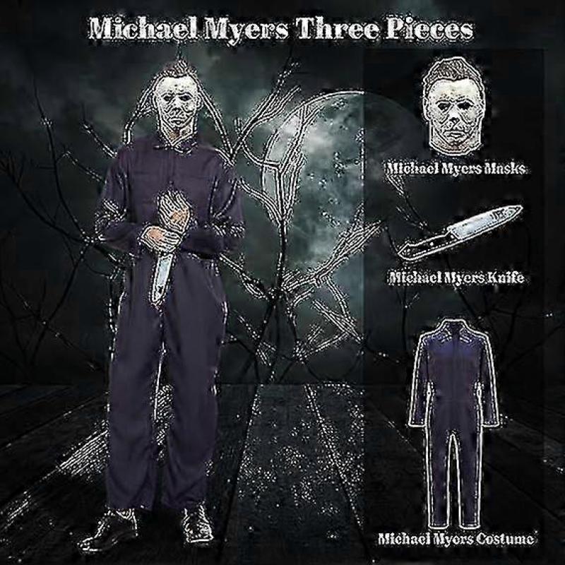 Halloween Adult Costume with Mask and Accessory Knife for Scary Cosplay Outfits