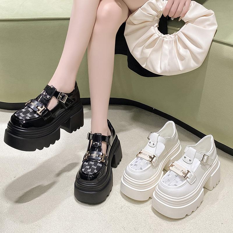 Mesh hollow platform small leather shoes women's summer 2025 new British style summer versatile with skirt breathable loafers