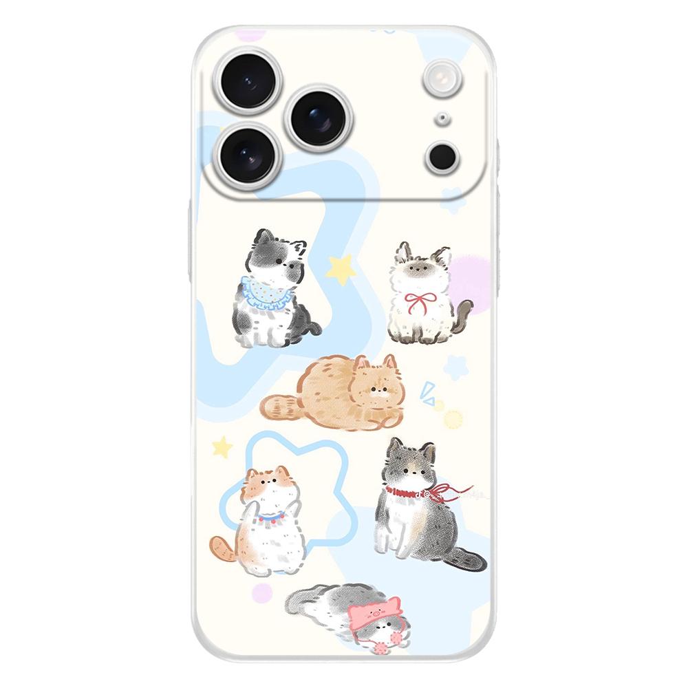 Soft Clear TPU Phone Case For iPhone 17 Air 16E 16 11 15 14 Pro MAX 12 13 7 8 Plus SE Easter Cover Protection Cat Fishing