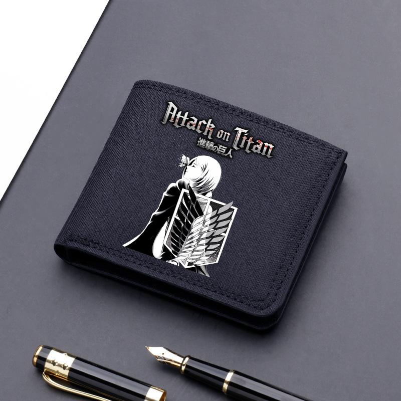Attack on Titan Canvas Wallet Men Short Folding Purse Japanese Anime Card Holder Coin Case Fashion Wings of Freedom Wallets Gift
