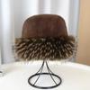 Warm Mink Fur Fisherman Hat Korean Style Fluffy Warm Hat Simple Plush Bucket Hat  Ski