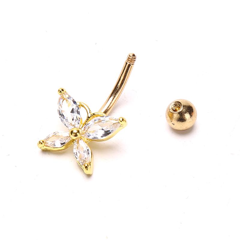 Zirkon Bauchnabelpiercing Ringe Nabelring Chirurgischer Schmetterling Körperschmuck
