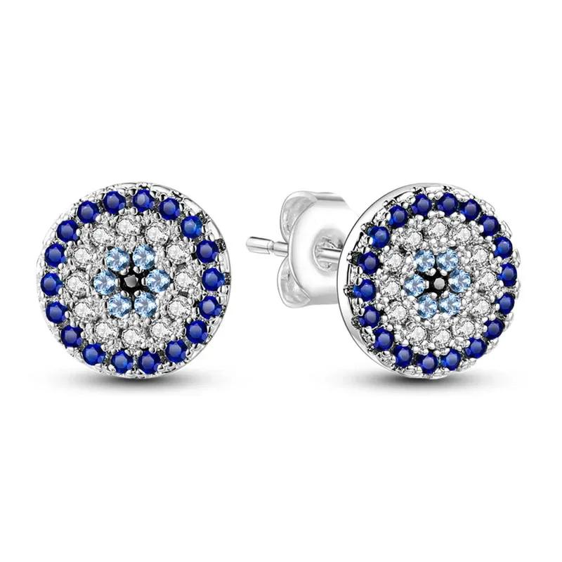 Shining Blue Zircon Owl Earrings Copper Evil Eyes Earrings For Women Wedding Engagement Planet Moon Star Zirconia Jewelry