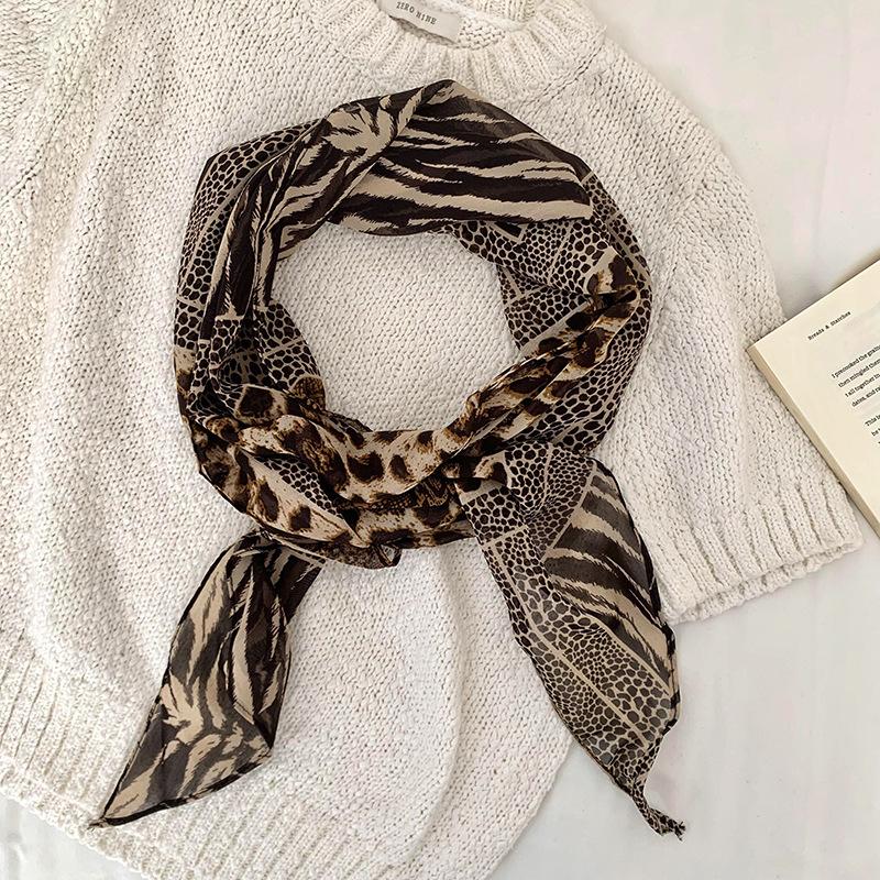 

Brown polka dot silk scarf printed high-end versatile accessories neck women s new headband tied hair long scarf