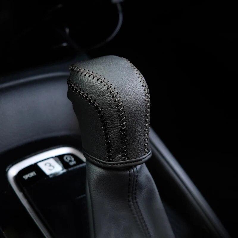 PU Leather Car Gear Head Shift Knob Collars Case Cover For Toyota Corolla E210 Camry XV70      2024 Hybrid