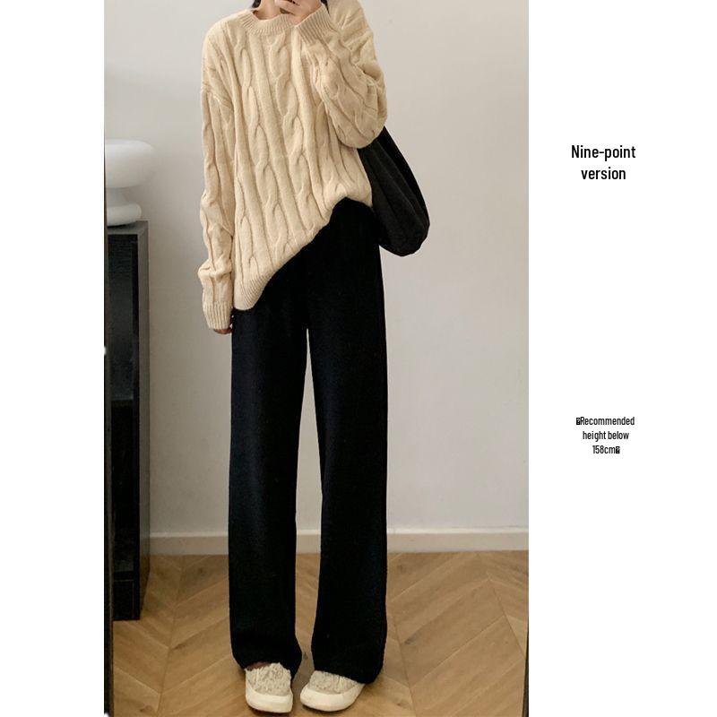 Drapey Slimming High-Waist Glutinous Rice Pants – Women's Spring/Summer Loose Fit, Narrow Wide-Leg, Petite Straight-Leg, Casual Comfort