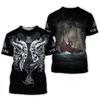 Summer Round Neck 3D Viking Tattoo Print Top Fashionable Casual Short Sleeved Men's T-shirts