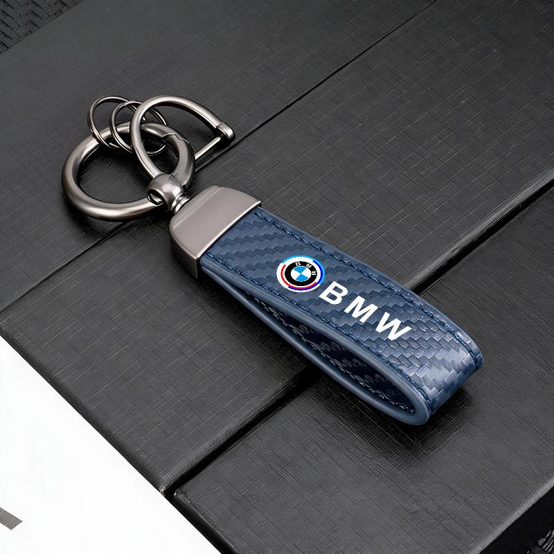Carbon Fiber Leather Car Badge Keychain Keyring Holder Pendant For BMW 50th Anniversary M3 M4 M5 G42 G30 G20 E39 E87 F44 F07 F34 pzcr42