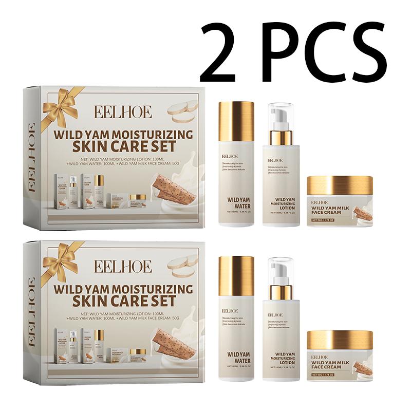 EELHOE Wild Yam Moisturizing Skin Care Set Hydrating Skin Care Cream Lotion Refreshing Non-Greasy