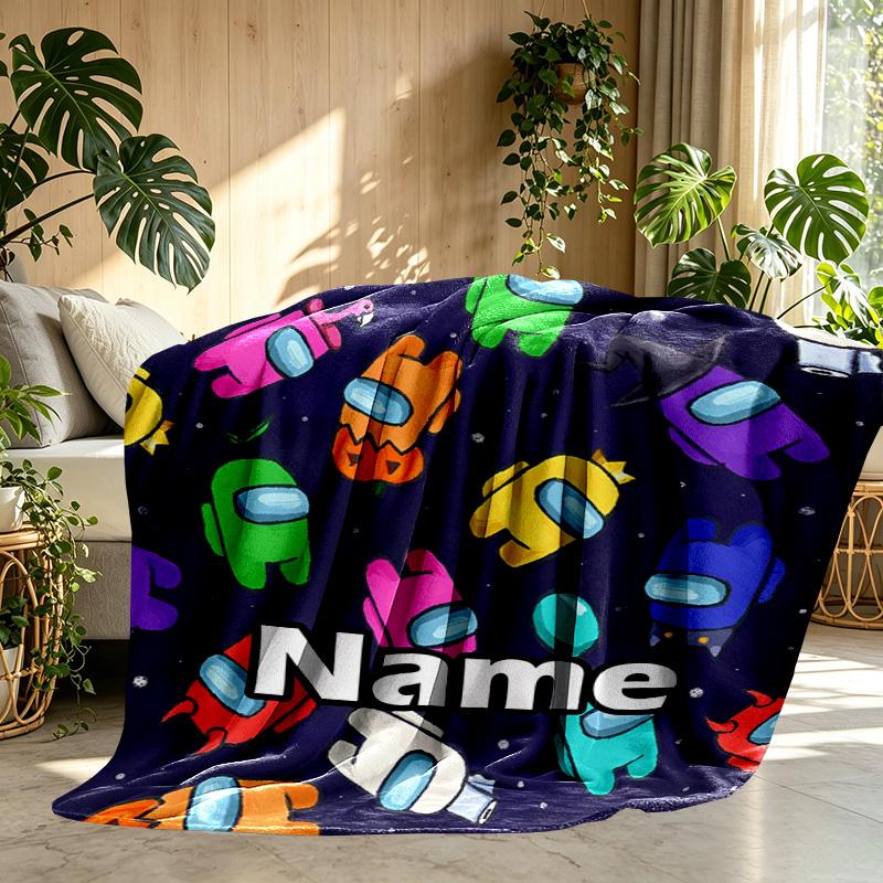 Custom Name Personalized Among Us Print Blanket, Home Decor, Bedroom, Sofa, Camping, Couch, Gifts for Birthday ChristmasEnthusiasts