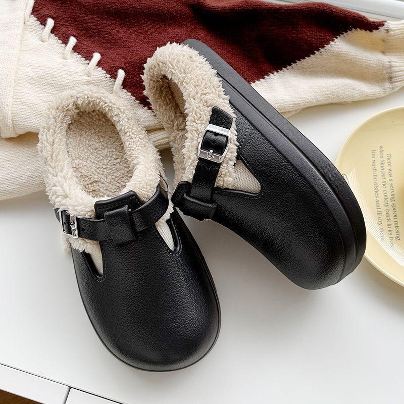 2025 winter new simple solid color cotton cover bag head slippers thickened warm home cotton mop