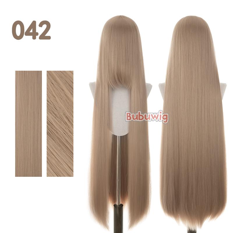 Bubuwig Synthetic Hair 100cm Long Straight Pure Color Cosplay Wigs Over 100 Colors Black White Red Blue Brown Wig Heat Resistant