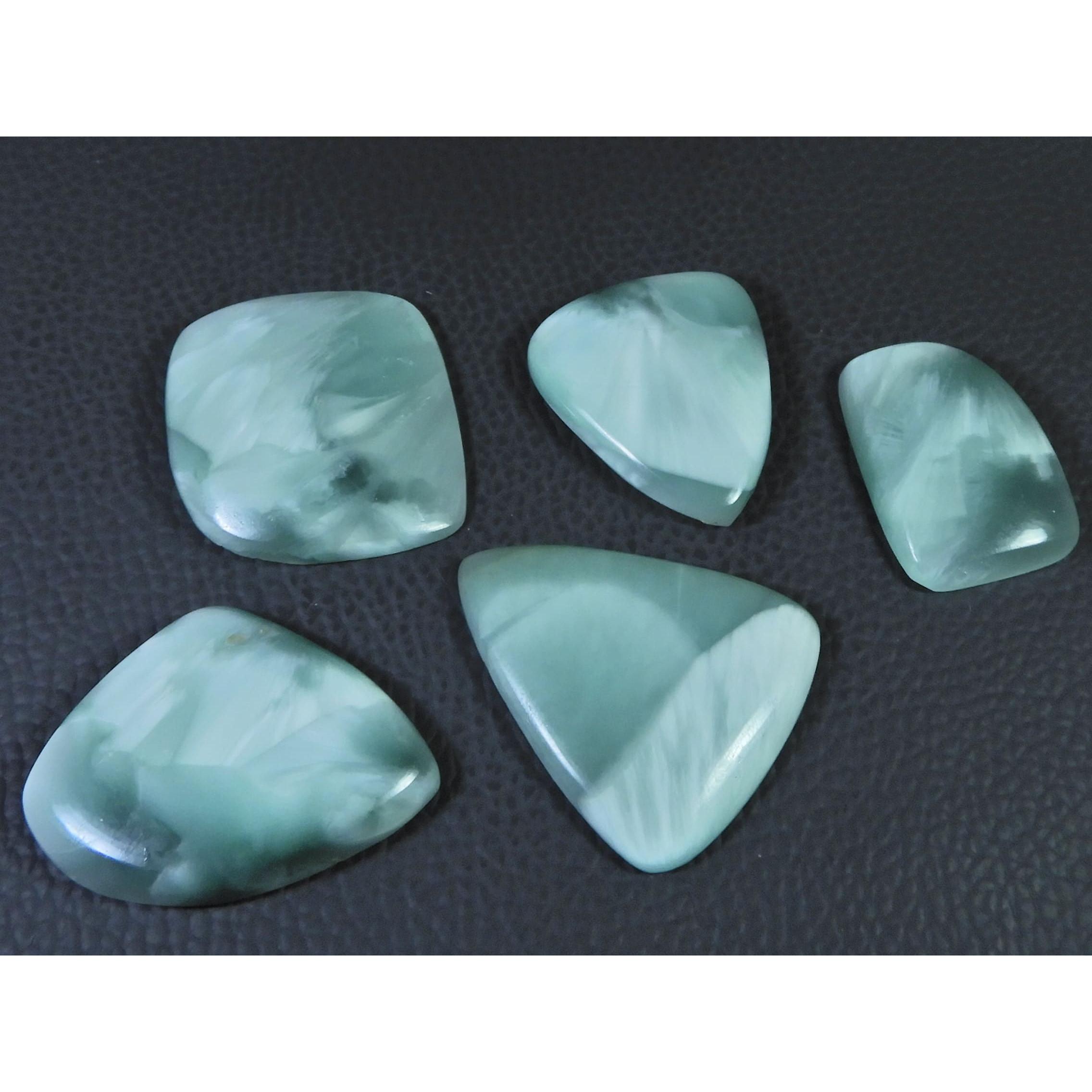 203Cts. Natural Green Hemimorphite Fancy Cabochon Loose Gemstone 05 Pcs Lot C-1588