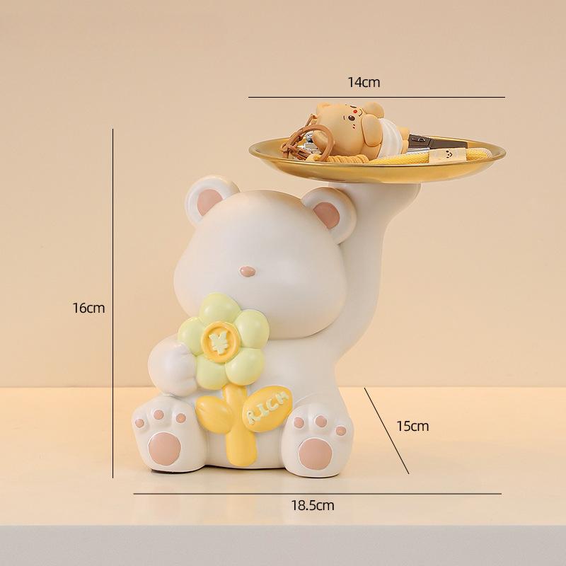 

Креативный, милый и богатый цветочный медведь, входная дверь, хранилище ключей, смоляные украшения, украшение для рабочего стола, гостиная, подарок на новоселье .