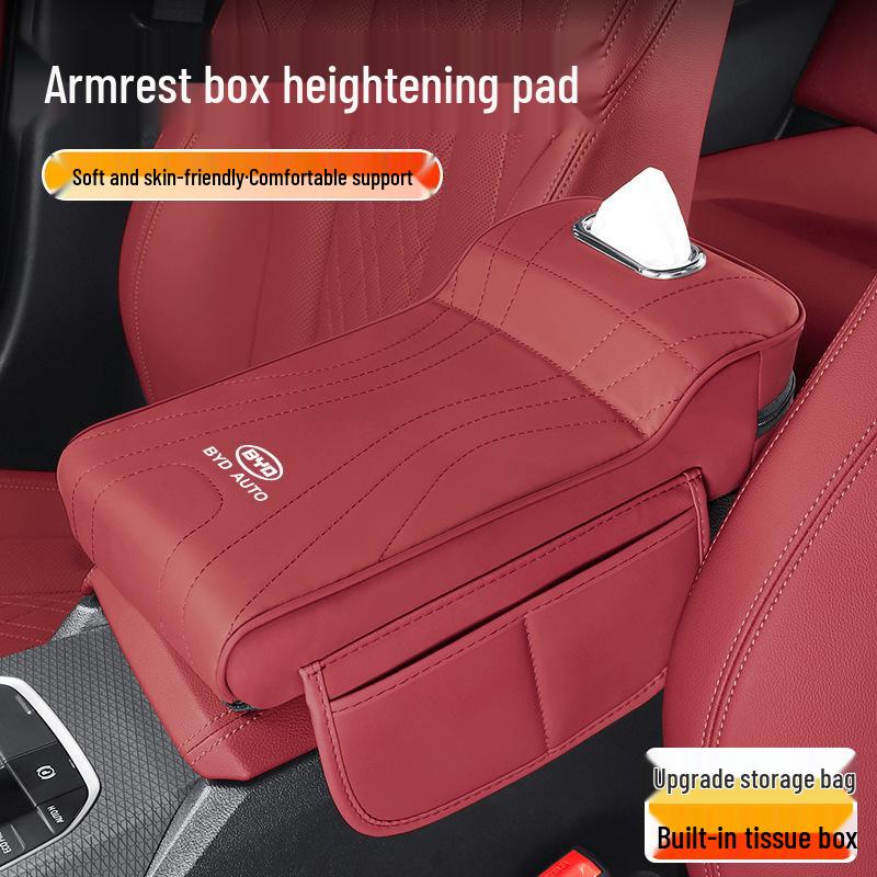Car Tissue Storage Box for BYD Models: Qin PLUS, Song Pro, Sea Lion, Sea Leopard, Sea Gull, and Tang L - Armrest Pad.