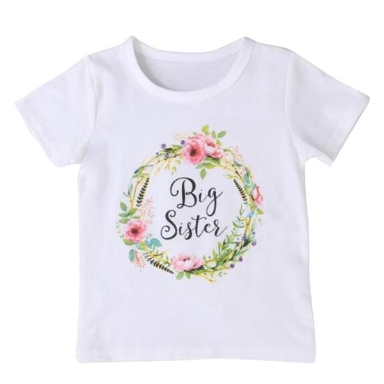 Set Estivo Neonata Big Sis: T-shirt Maniche Corte + Pantaloncini Floreali + Fascia – Abbigliamento Bambina 12 Mesi-5 Anni