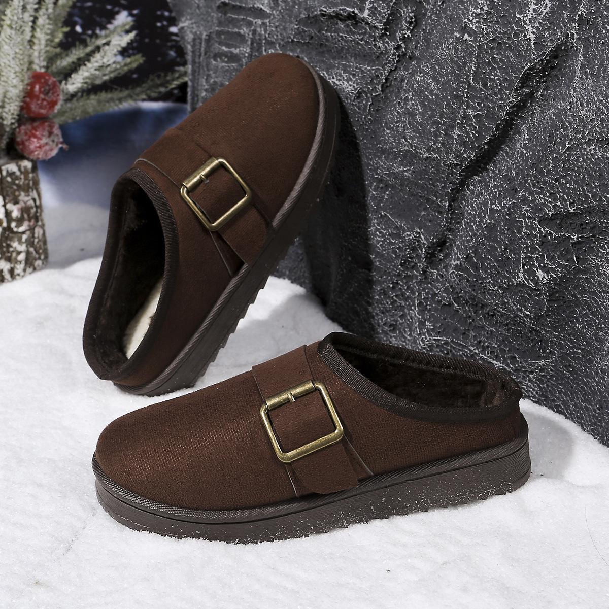 

Женские милые и удобные модные стопроцентно хлопковые тапочки--Плюшевая подкладка Теплые Поддержка свода стопы Повседневная домашняя уличная обувь 36 коричневый