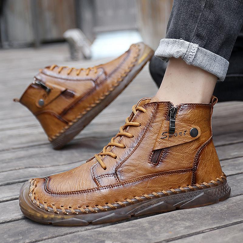 TUINANLE Podzimní pánské martensky Velká velikost Kožené pánské kotníkové boty Trendy pánská obuv